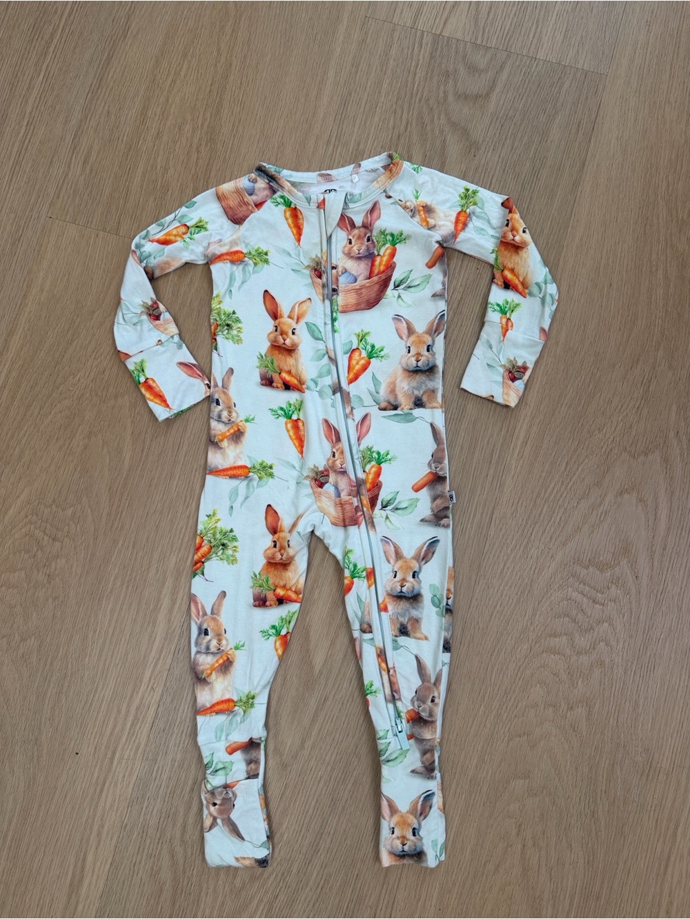 Bums & Roses Bunny Rabbit Carrot Bamboo Viscose Footie Pajamas 6-9month